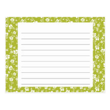 Green Floral Recipe Card Postcards