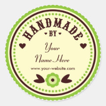 Green Flower Handmade By Personalised Stickers
