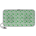 Green Flowers on White Portable Speakers