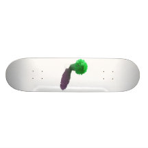 Green Flowers White Bucket and Shadow Skateboard Deck