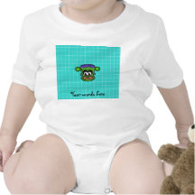 Green Frankenstein monkey on blue tile T Shirt