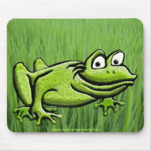Green Frog in the Grass Animal Cartoon Mousepad
