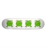 Green Frog. Looking confused. Skateboard