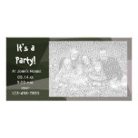 Green Geometric Camouflage Party Invite Photo Card