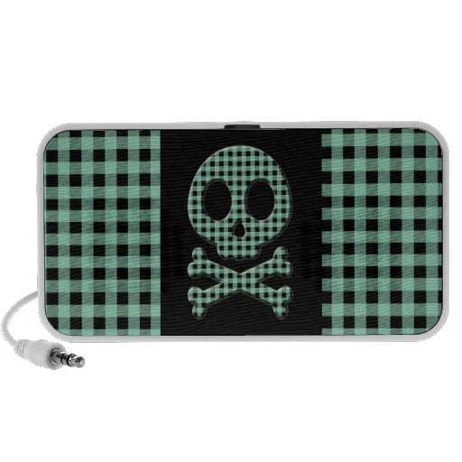 Green Gingham Skull PC Speakers