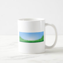 Green grass field illustration coffee mug