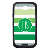 Green Grey Monogram Stripes Pattern Samsung Galaxy S3 Covers