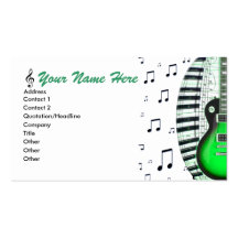 Green Guitar Piano Keyboard & Notes Business Card