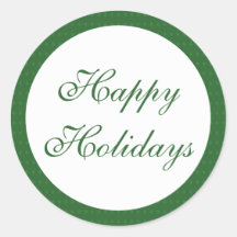 Green Happy Holidays Stickers