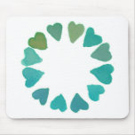 green heart watercolour handpainted design mousemat