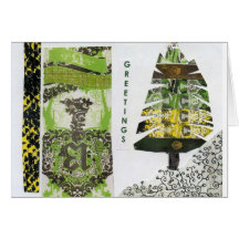 Green Holiday Collage Greeting Card