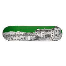 green home drawing custom skateboard