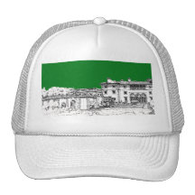 green home drawing mesh hat
