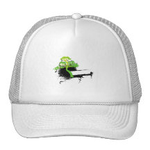 Green informal tree black splotch trucker hat