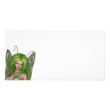 Green Lady Fairy 1 - 3D Fantasy Art - Personalised Photo Card