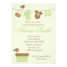 Green Laundry Baby Shower Invites