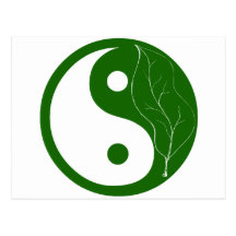 Green Leaf Yin Yang Postcards