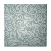 Green leafs ceramic tiles
