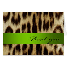 Green Leopard Monogram Stripes Thank You Note Cards