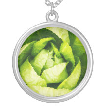 Green Lettuce Leaves With Raindrops Custom Necklace