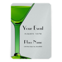 Green Martini Cocktails Invitation Template