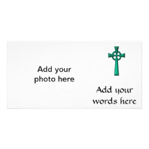 Green Metallic Celtic Cross Photo Greeting Card
