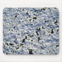 Green Moss Growing Over Snowy Surface Mouse Pads