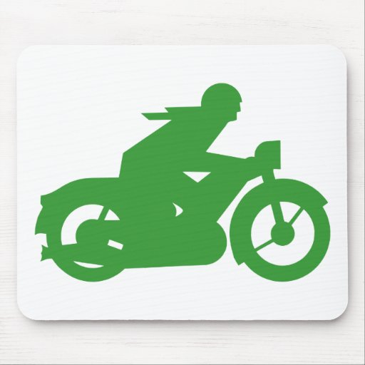 Green Motorbiker Sign Mouse Pads