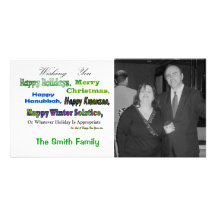 Green Multi holiday greetings Photo Card Template