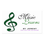 Green Music Lessons Instructor Business Cards