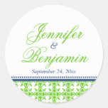Green navy preppy custom name wedding favour label stickers