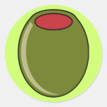 Green olive round stickers