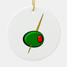 Green Olive with Red Pimento Christmas Ornaments