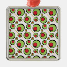 green olives pattern christmas tree ornament