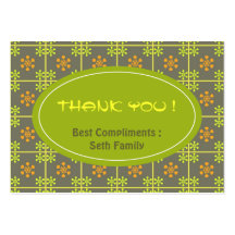 Green orange floral pattern business card