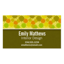 Green & Orange; Retro Business Card