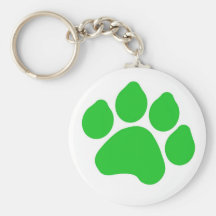 Green Paw Print Keychain