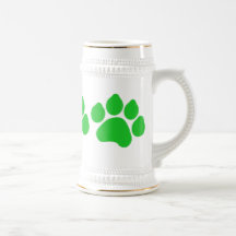 Green Paw Print Stein Coffee Mugs