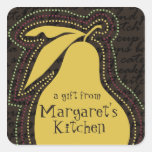 green pear silhouette dots outline food label square sticker