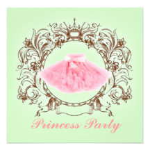Green Pink Tutu Princess Birthday Party invitation
