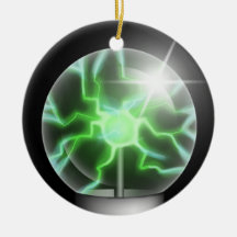 Green Plasma Ball Ceramic Tree Ornament