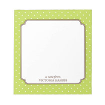 Green polka dot personalized girly cute notepad notepads