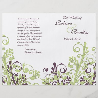 Green Purple Abstract Floral Wedding Program by wasootch
