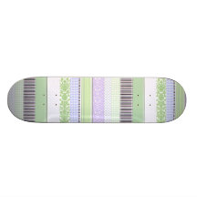 Green & purple girly stripe pattern skate board