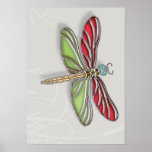 Green & Red Jewelled Dragonfly Posters