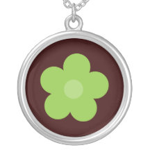 Green Retro Flower Brown Custom Necklace