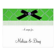 Green Ribbon and Diamonds Recipe Card Post Cards