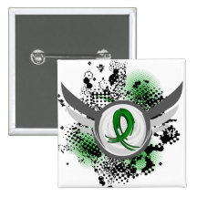 Green Ribbon And Wings Cerebral Palsy Buttons