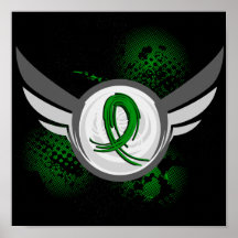 Green Ribbon And Wings Kidney Disease Posters