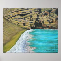 Green Sand Beach Art Poster